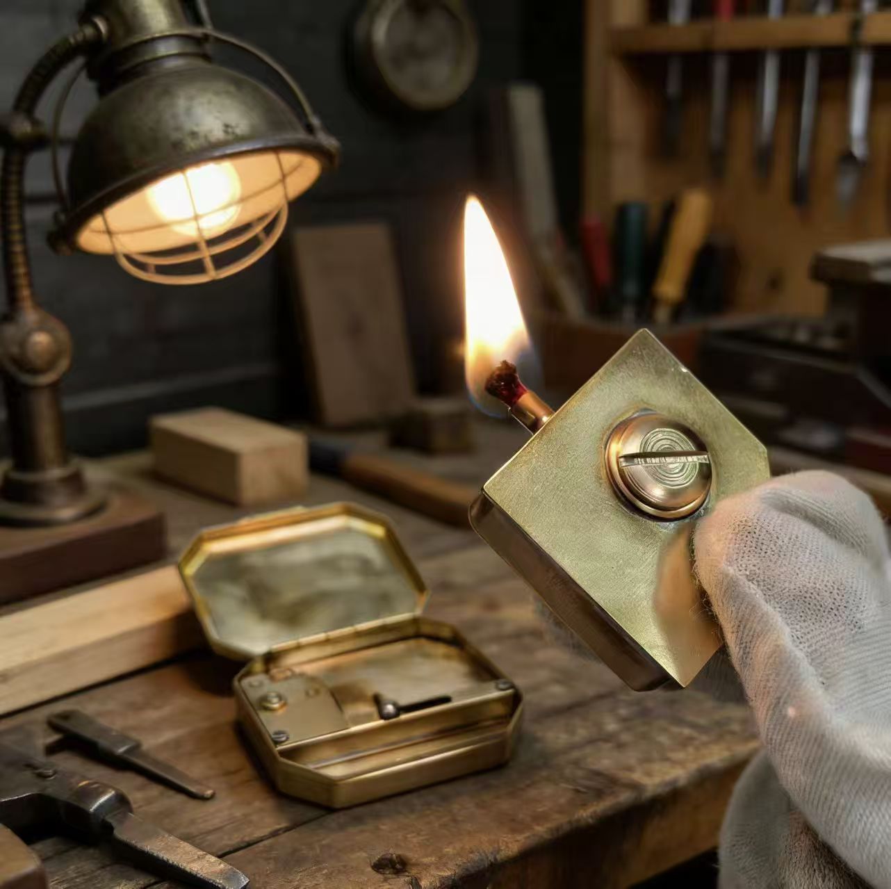 Vintage Collectible Lighters - Vintage puur koperen gear kerosine aansteker