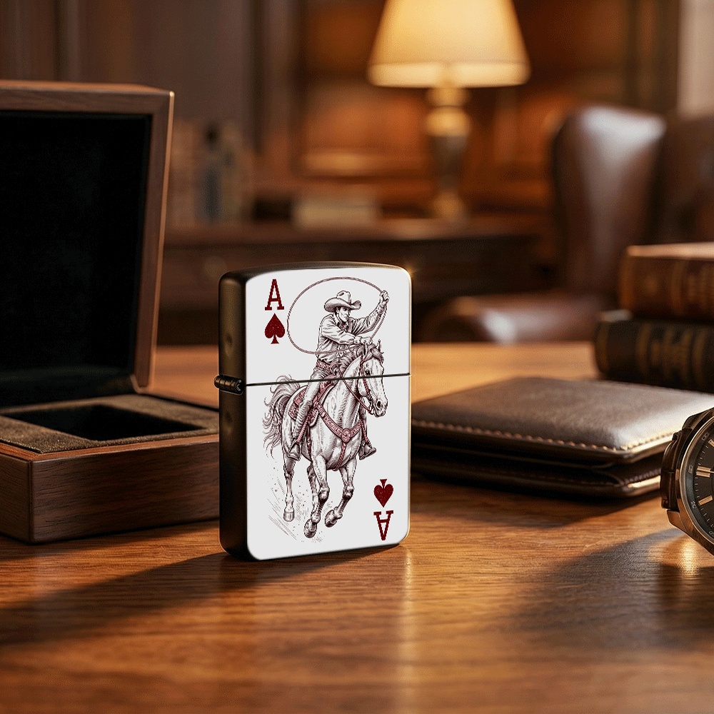 Vintage Collectible Playing Cards - Flip Top Aansteker Cowboy Rodeo Aas