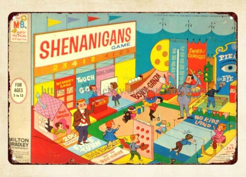 Vintage Collectible Board Games - Shenanigans Bordspel 1964 metalen blikken bord,