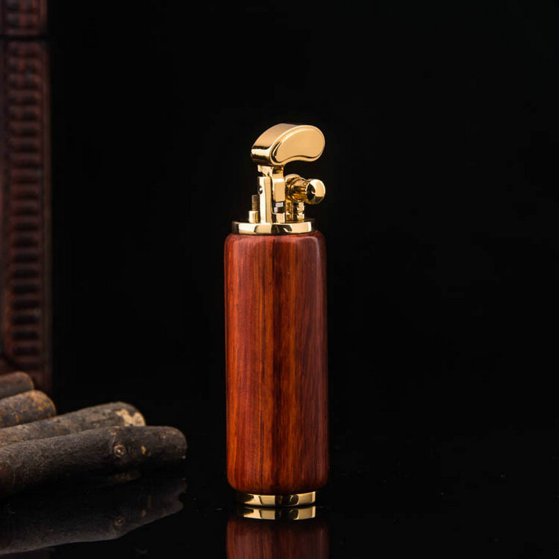 Vintage Collectible Lighters - Vintage houten & gouden trench lighter,