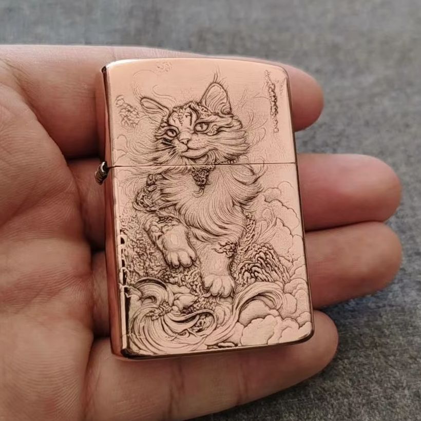 Rood koperen geëmbosseerde kat - Vintage Collectible Lighters recensie en prijs